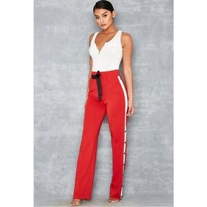 MISTRESS ROCKS Red White Popper Side Joggers
Track Pants Athletic Streetwear